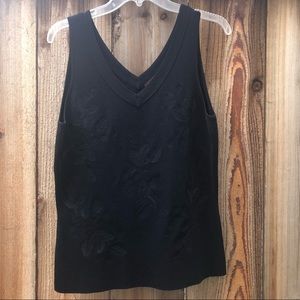 TESORI Top Black Sleeveless with Silk Appliqué